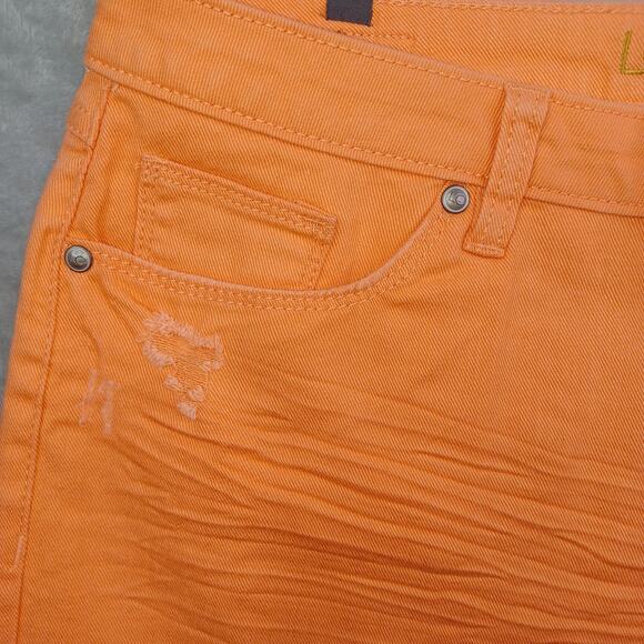Lauren Conrad LC Cutoff Denim Shorts Womens Size 16 Peach 3" Mid Rise Distressed - Picture 3 of 11